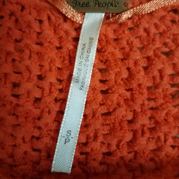 Free People Coco V-neck Cozy Soft Oversized Orange Chunky Knit Sweater - Picture 8 of 10